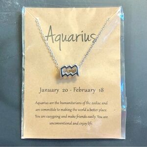 Zodiac Necklace AQUARIUS choose gold or silver tone
